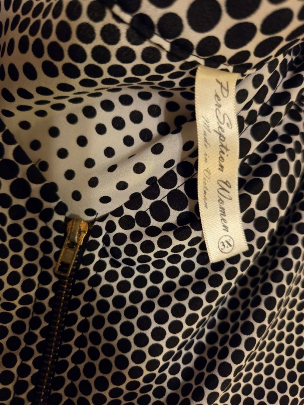 Perseption Black & White Polka Dot Shift Dress - Picture 2 of 5